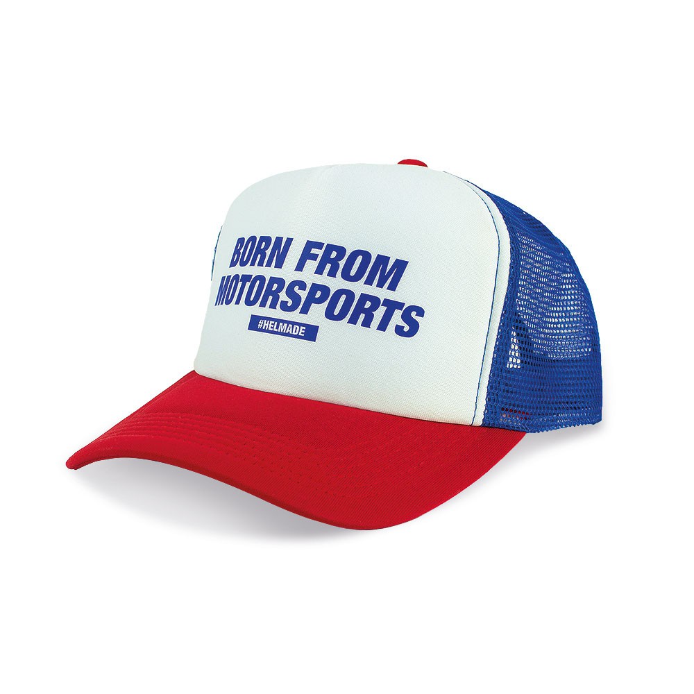 Trucker Cap "Born from Motorsports" rot/blau