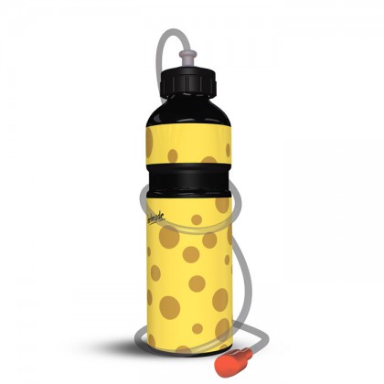 Trinkflasche Schwarz + Schlauch Dots