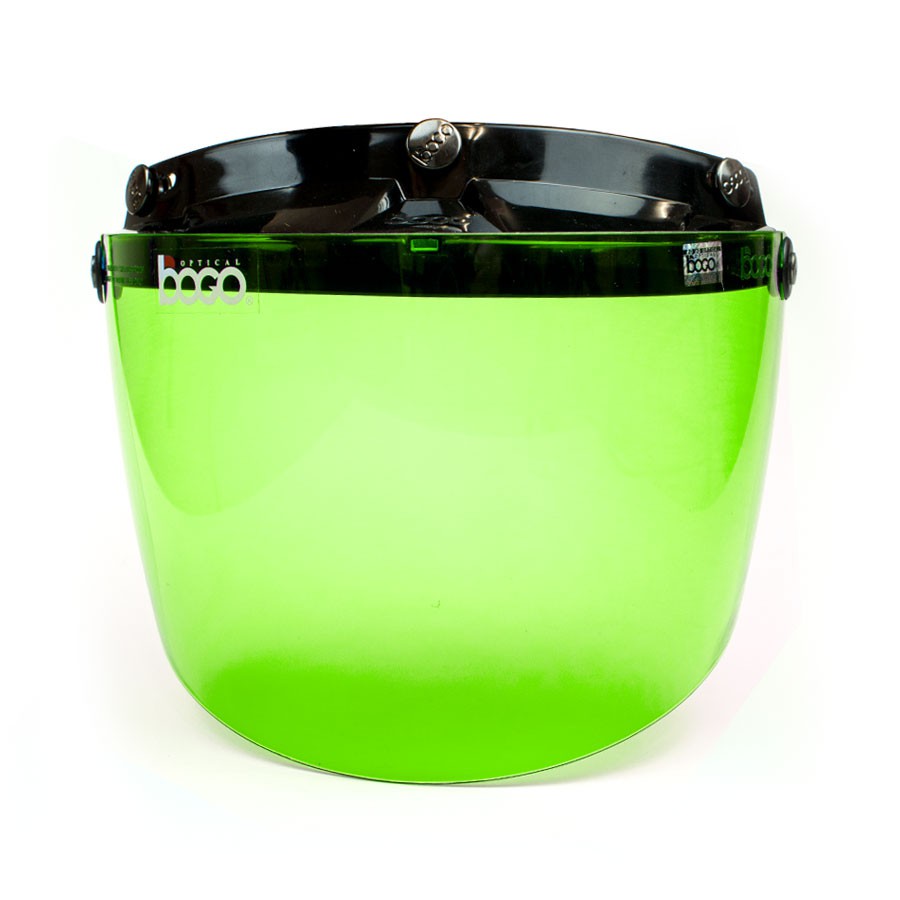 Bogo Optics 3 Point Flat Shield Flip Up Visor Green helmade
