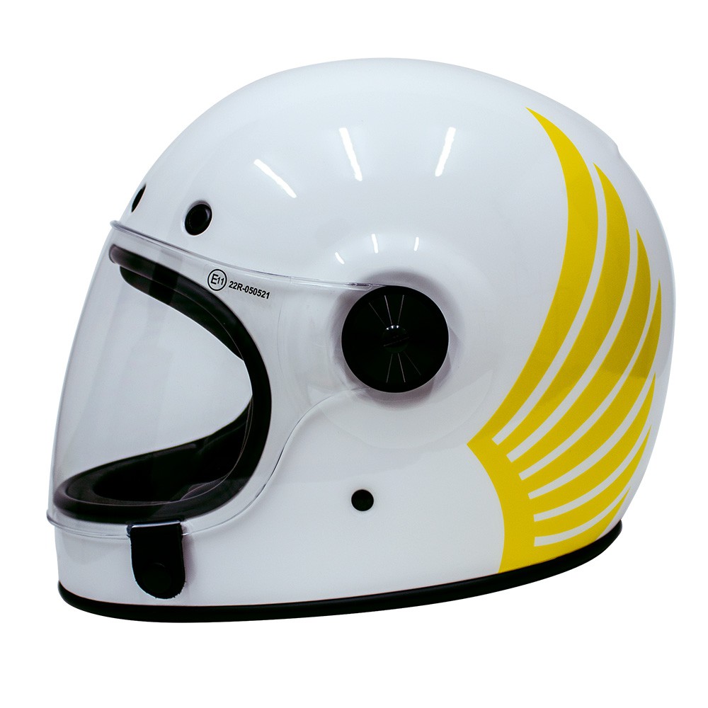 Bell Bullitt Wings White / Yellow - Wrapped Motorcycle Helmets