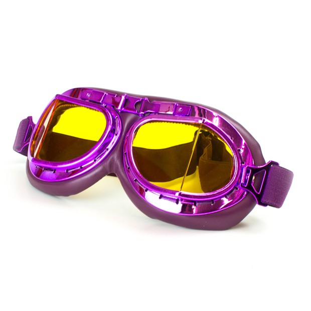 Vintage Goggle helmade Joyride Violet Yellow