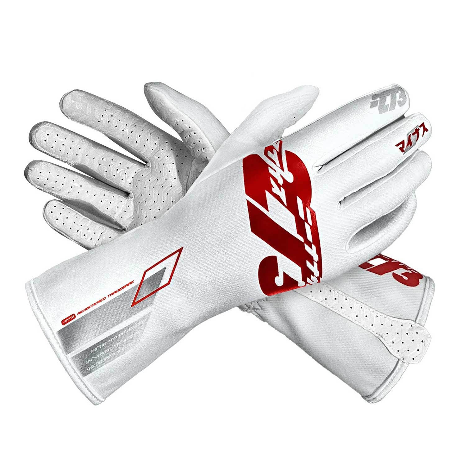 Minus 273 Kart Racing Gloves Osaka White Red Silver helmade