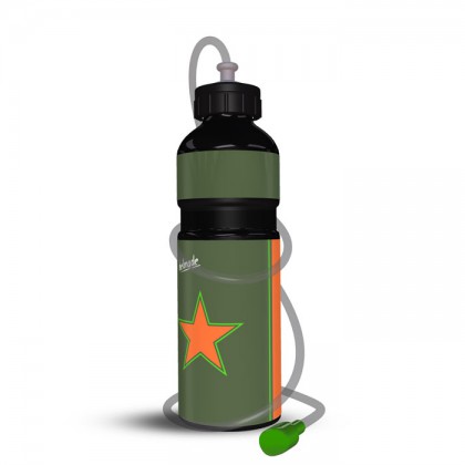 Black Drinking Bottle + Tube Retro Star